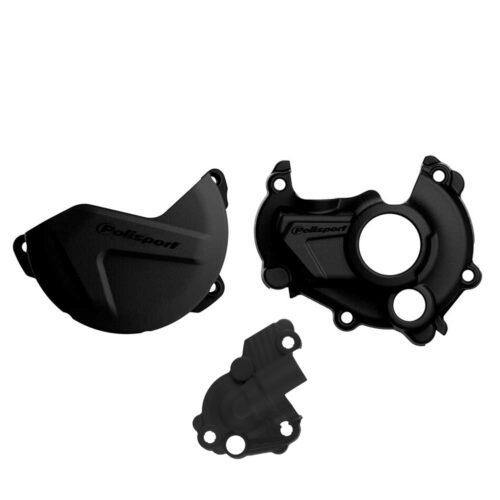 Polisport Clutch & Ignition Cover Protector Kit Yamaha YZ250F '14-18 Black