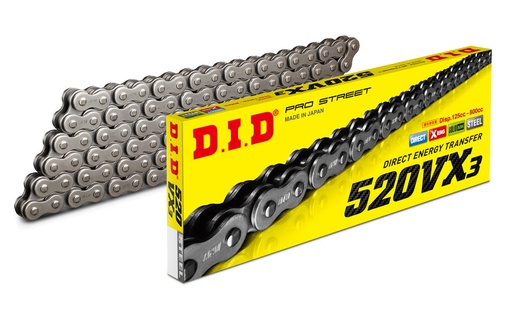 [DID-520VX3120FB] DID Chain 520 120L VX3 X-Ring Clip Type FB Steel