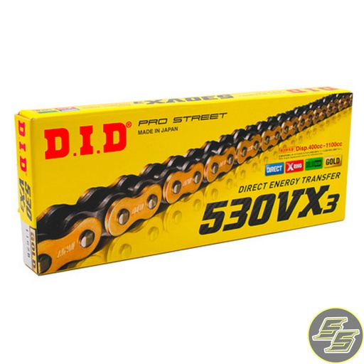 [DID-530VX3120Z] DID Chain 530 120L VX3 X-Ring Rivet Type ZB Gold/Black