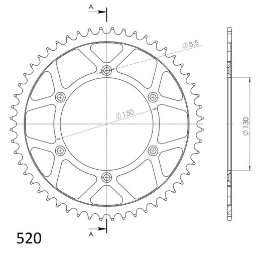 [SSX-RFE-245:50-BLK] Supersprox Steel Rear Sprocket 50TYAmaha WR/YZ/F 125/250/450 '97-