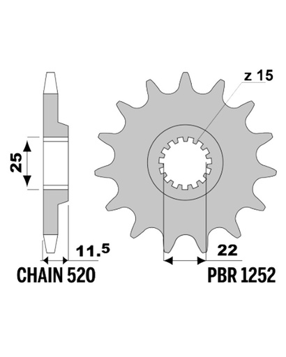 [PBR-213-F-1252-14] PBR Sprocket Front 1252-14T