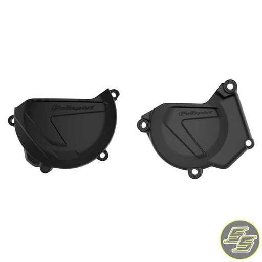 [POL-90939] Polisport Clutch & Ignition Cover Protector Kit Yamaha YZ250'05-25|YZ250X'16-26 Black