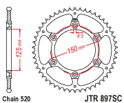 JT Sprocket Rear JTR897 Steel 52T