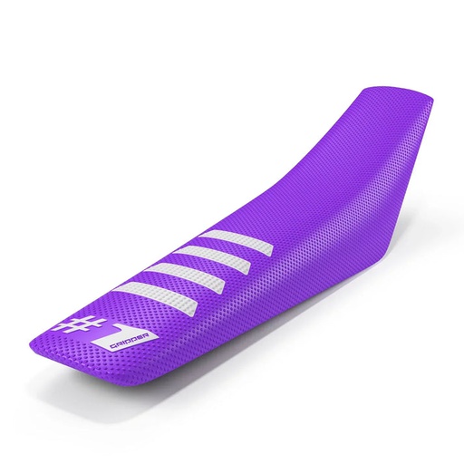 [OGR-OGSC02-PLWHWH] One Gripper Ribbed Seat Cover Purple/White