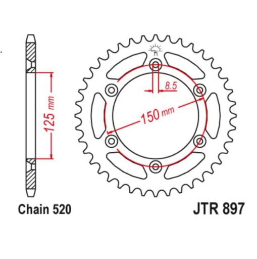 [JT-JTR897-49] JT Sprocket Rear JTR897 Steel 49T